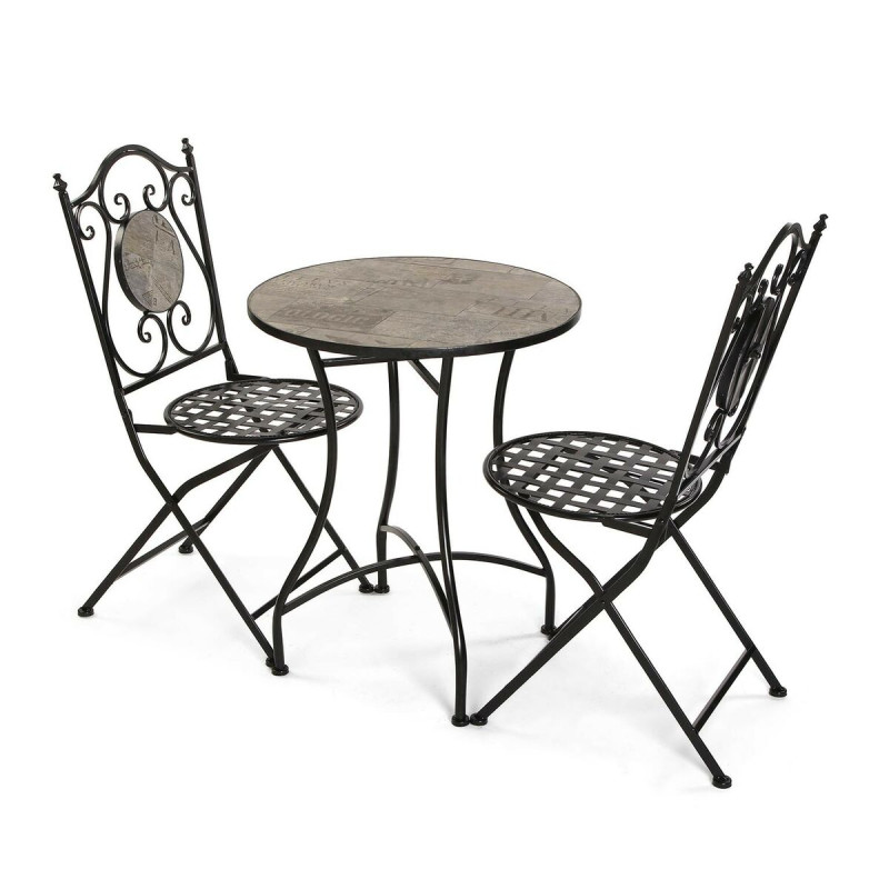 Conjunto de Mesa con 2 Sillas Versa Ivar Negro 60 x 71 x 60 cm Conjunto de Mesa con 2 Sillas Versa Ivar Negro 60 x 71 x 60 cm
