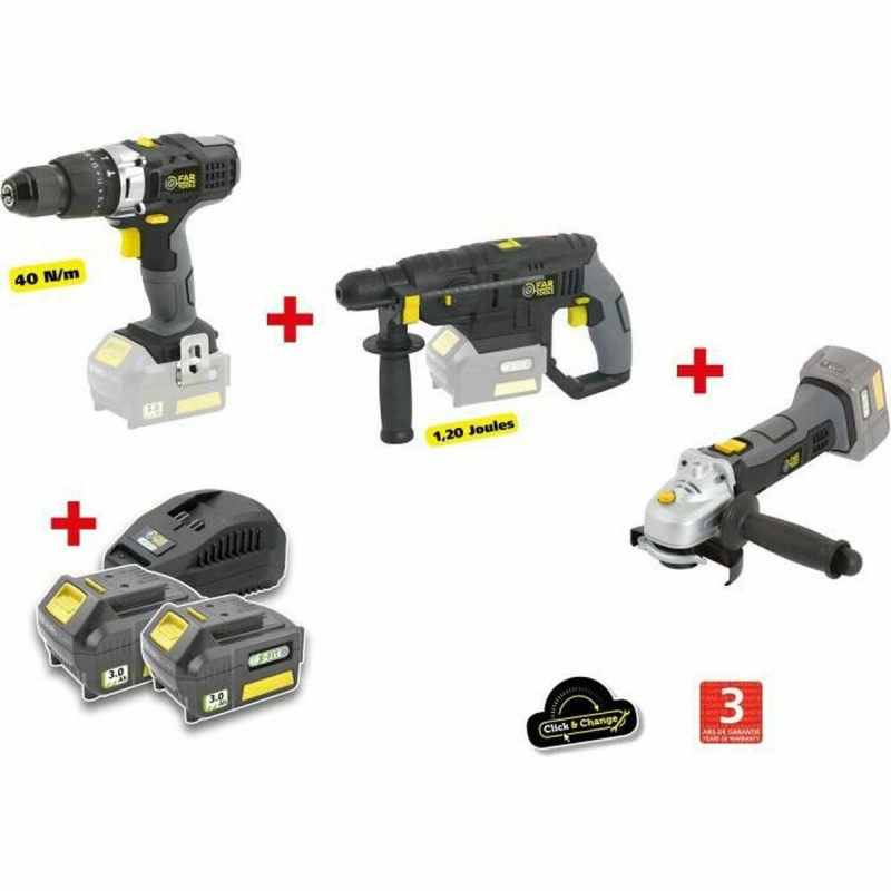 Set de taladro y accesorios Fartools 18 V 40 Nm Set de taladro y accesorios Fartools 18 V 40 Nm