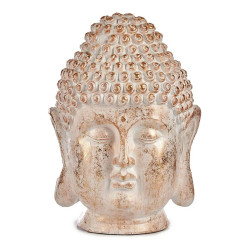 Figura Decorativa para Jardín Buda Cabeza Blanco/Dorado Poliresina (3