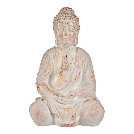 Figura Decorativa para Jardín Buda Blanco/Dorado Poliresina (24,5 x 5