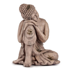 Figura Decorativa para Jardín Buda Gris Poliresina (34,5 x 54,5 x 31