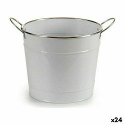 Macetero Con asas Plateado Metal Blanco (23 x 19,5 x 30,5 cm) (24 Unid