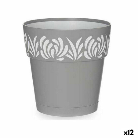 Maceta Autorriego Stefanplast Gaia Gris 15 x 15 x 15 cm Blanco Plásti