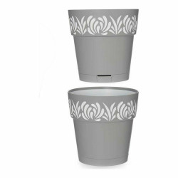 Maceta Autorriego Stefanplast Gaia Gris 15 x 15 x 15 cm Blanco Plásti