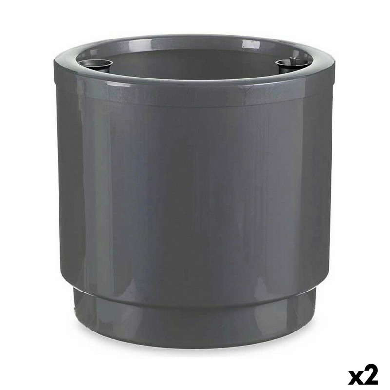 Maceta Autorriego Plateado Polipropileno (2 Unidades) (38 x 37,5 x 38