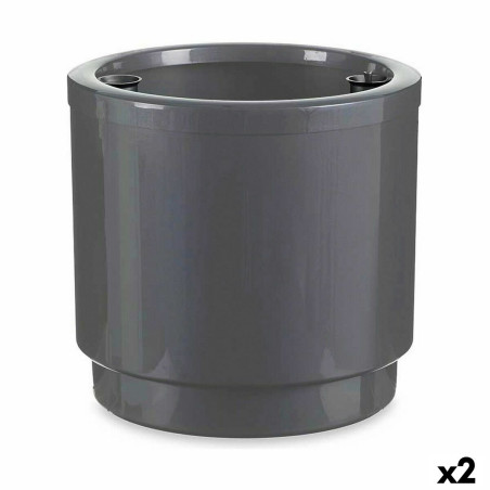 Maceta Autorriego Plateado Polipropileno (2 Unidades) (38 x 37,5 x 38
