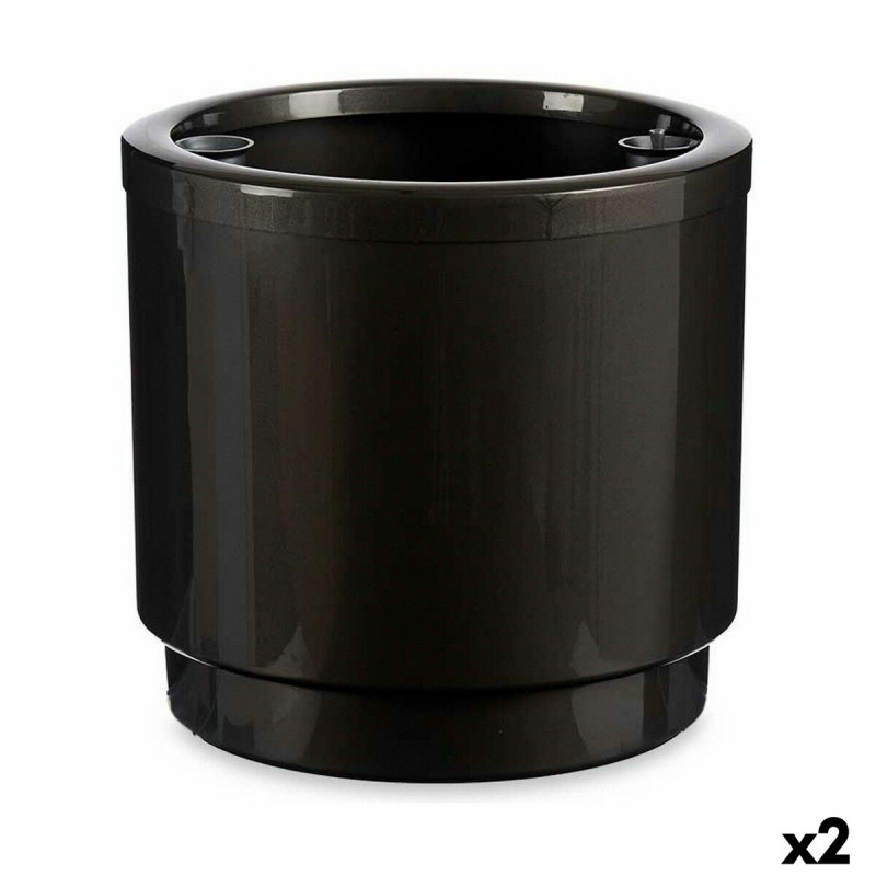 Maceta Autorriego Antracita Polipropileno (2 Unidades) (38 x 37,5 x 38 Maceta Autorriego Antracita Polipropileno (2 Unidades) (38 x 37,5 x 38