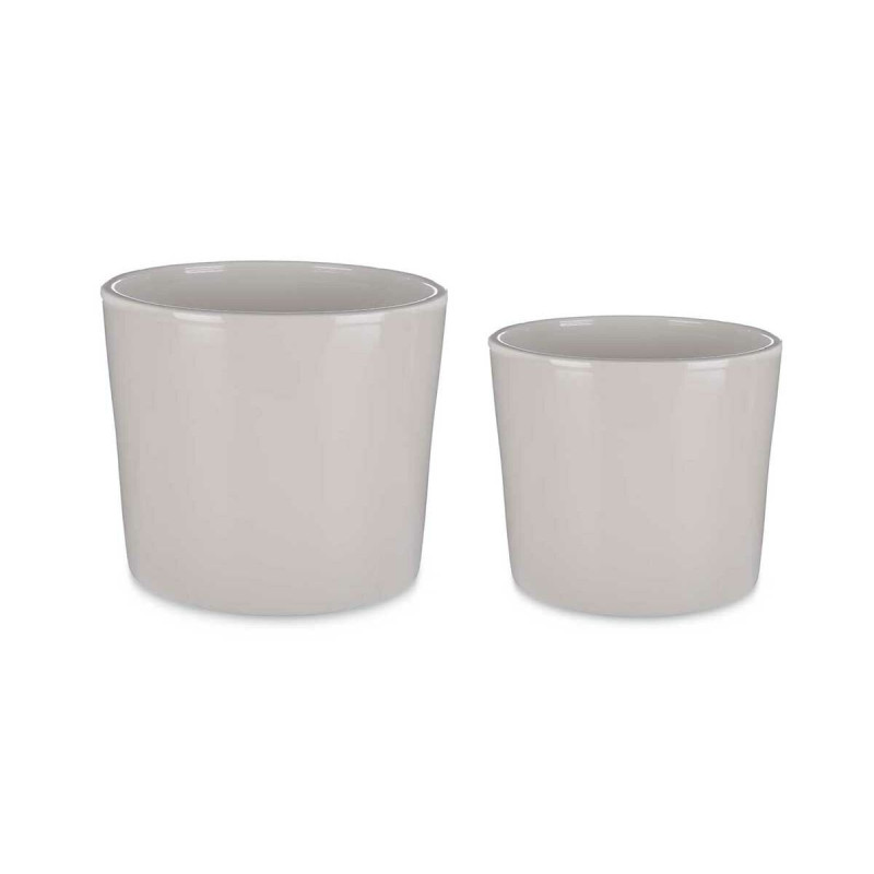 Set de Macetas Ø 22 cm Ø 27 cm 2 Piezas Gris Arcilla Set de Macetas Ø 22 cm Ø 27 cm 2 Piezas Gris Arcilla