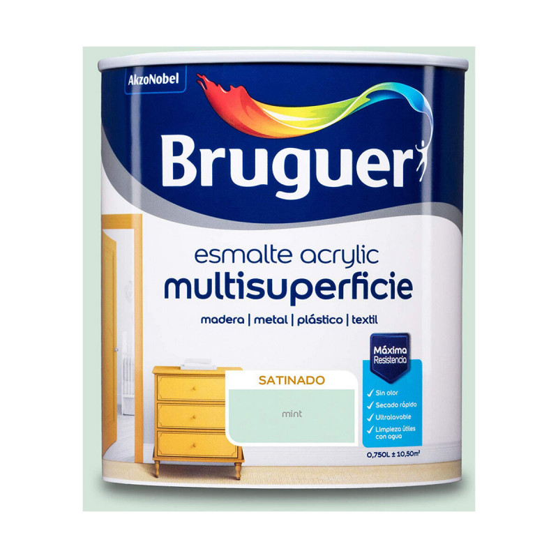 Barniz Bruguer 5298031 Esmalte para acabados 750 ml Mint Satinado Barniz Bruguer 5298031 Esmalte para acabados 750 ml Mint Satinado