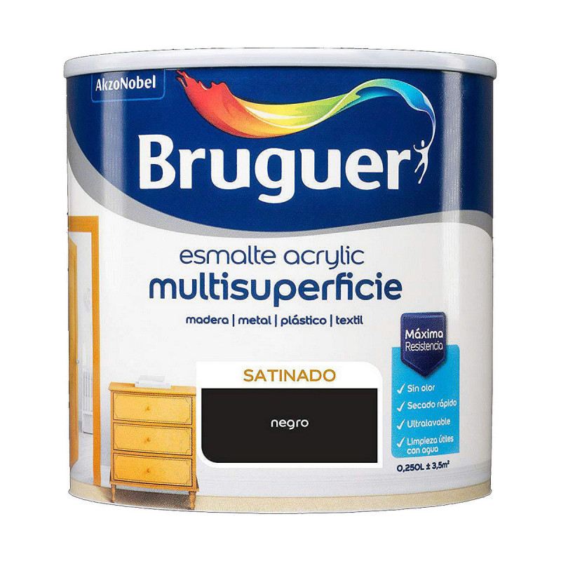 Pintura acrílica Bruguer Negro Esmalte acrílico (250 ml) Pintura acrílica Bruguer Negro Esmalte acrílico (250 ml)