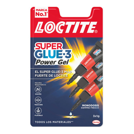 Adhesivo Instantáneo Loctite Super Glue-3 Power Gel Mini Trio 3 Unida