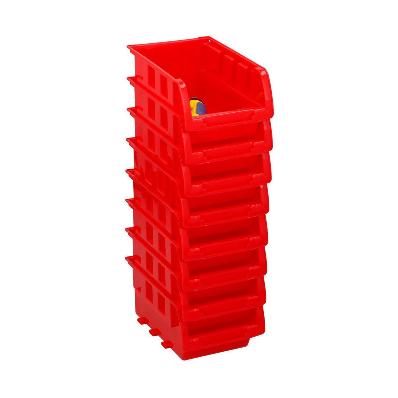 Set de Cajas Organizadoras Apilables Kinzo Rojo 12 x 10 cm Polipropile Set de Cajas Organizadoras Apilables Kinzo Rojo 12 x 10 cm Polipropile