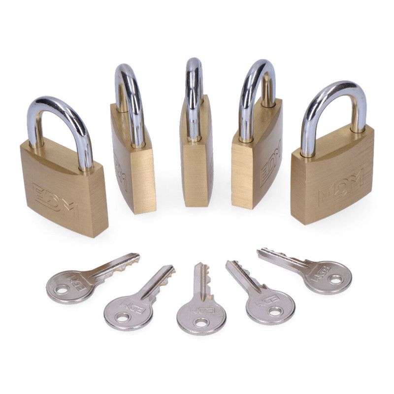 Candado de llave EDM 85245 Latón 40 x 23 mm (5 Unidades) Candado de llave EDM 85245 Latón 40 x 23 mm (5 Unidades)
