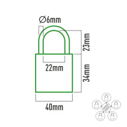 Candado de llave EDM 85245 Latón 40 x 23 mm (5 Unidades)