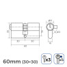 Cilindro EDM r13 Europeo Leva Corta Plateado Níquel (60 mm)