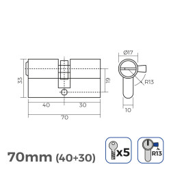 Cilindro EDM 150 ml Dorado Latón Leva Corta (70 mm)