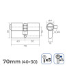 Cilindro EDM 150 ml Dorado Latón Leva Corta (70 mm)