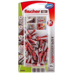 Tacos Fischer DuoPower 534992 Ø 5 x 25 mm Nailon (45 Unidades)