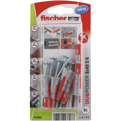 Tacos y tornillos Fischer Duopower 534998 8 x 40 mm 8 Piezas Nailon 1
