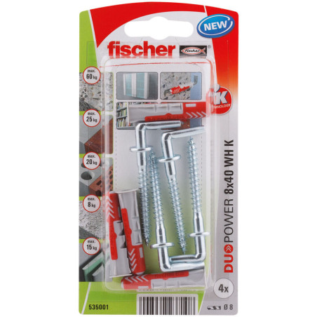 Alcayatas Fischer DuoPower 535001 Tacos 8 x 40 mm 4 Unidades