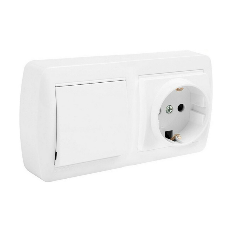 Base de enchufe Solera mur63u Schuko Bipolar Doble Interruptor/Conmuta Base de enchufe Solera mur63u Schuko Bipolar Doble Interruptor/Conmuta