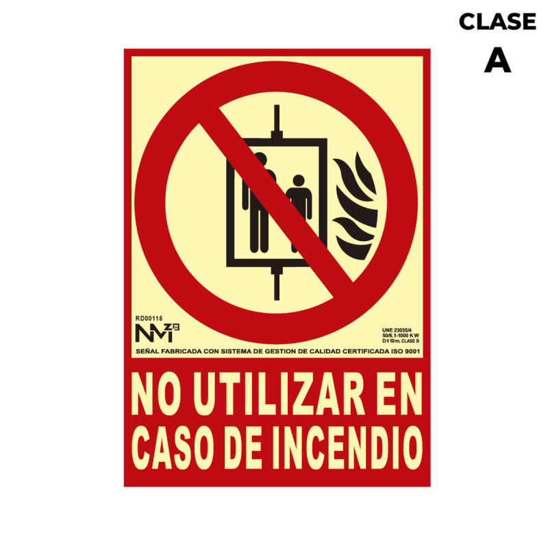 Cartel Normaluz No utilizar en caso de incendio PVC (21 x 30 cm) Cartel Normaluz No utilizar en caso de incendio PVC (21 x 30 cm)