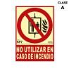 Cartel Normaluz No utilizar en caso de incendio PVC (21 x 30 cm)