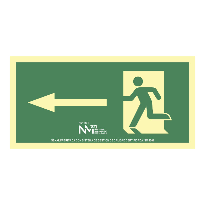Cartel Normaluz Evacuación flecha izquierda PVC (32 x 16 cm) Cartel Normaluz Evacuación flecha izquierda PVC (32 x 16 cm)