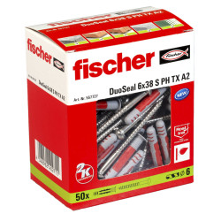 Tacos y tornillos Fischer DuoSeal 557727 S A2 Impermeables Ø 6 x 38 m