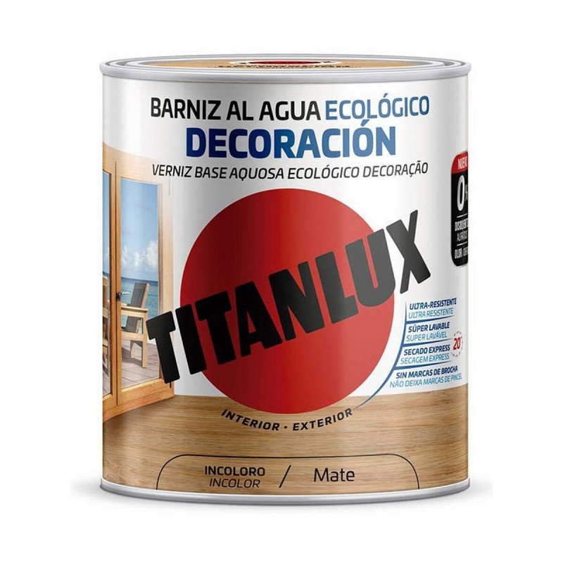 Barniz al agua Titanlux m22100014 Ecológico 250 ml Incoloro Mate Barniz al agua Titanlux m22100014 Ecológico 250 ml Incoloro Mate