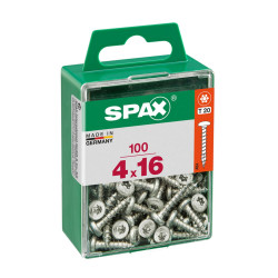 Caja de tornillos SPAX Wirox Madera Cabeza Redonda 100 Piezas (4 x 16