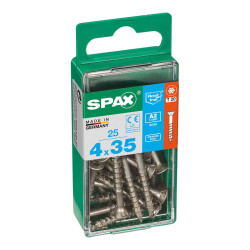 Caja de tornillos SPAX Madera Acero Inoxidable Cabeza plana 25 Piezas