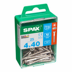 Caja de tornillos SPAX Rosca parcial 4 x 40 mm Cabeza plana (25 Unidad