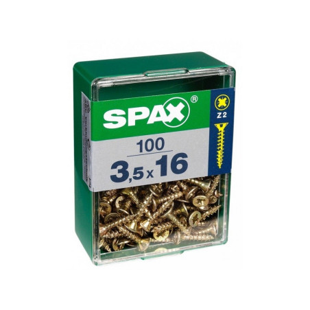 Caja de tornillos SPAX Yellox Madera Cabeza plana 100 Piezas (3,5 x 20