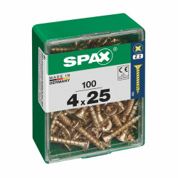 Caja de tornillos SPAX Tornillo de madera Cabeza plana (4 x 25 mm) (4,