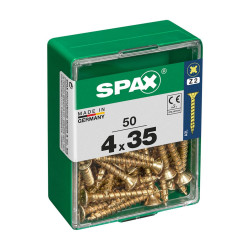 Caja de tornillos SPAX Yellox Madera Cabeza plana 50 Piezas (4 x 35 mm