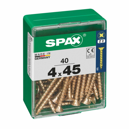Caja de tornillos SPAX Tornillo de madera Cabeza plana (4 x 45 mm) (4,