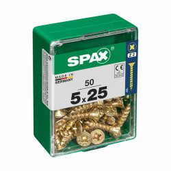 Caja de tornillos SPAX Tornillo de madera Cabeza plana (5 x 25 mm) (5,