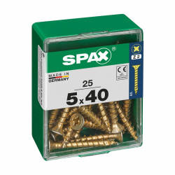 Caja de tornillos SPAX Tornillo de madera Cabeza plana (5 x 40 mm) (5,