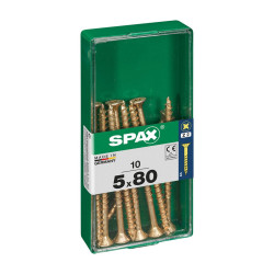 Caja de tornillos SPAX Yellox Madera Cabeza plana 10 Piezas (5 x 80 mm