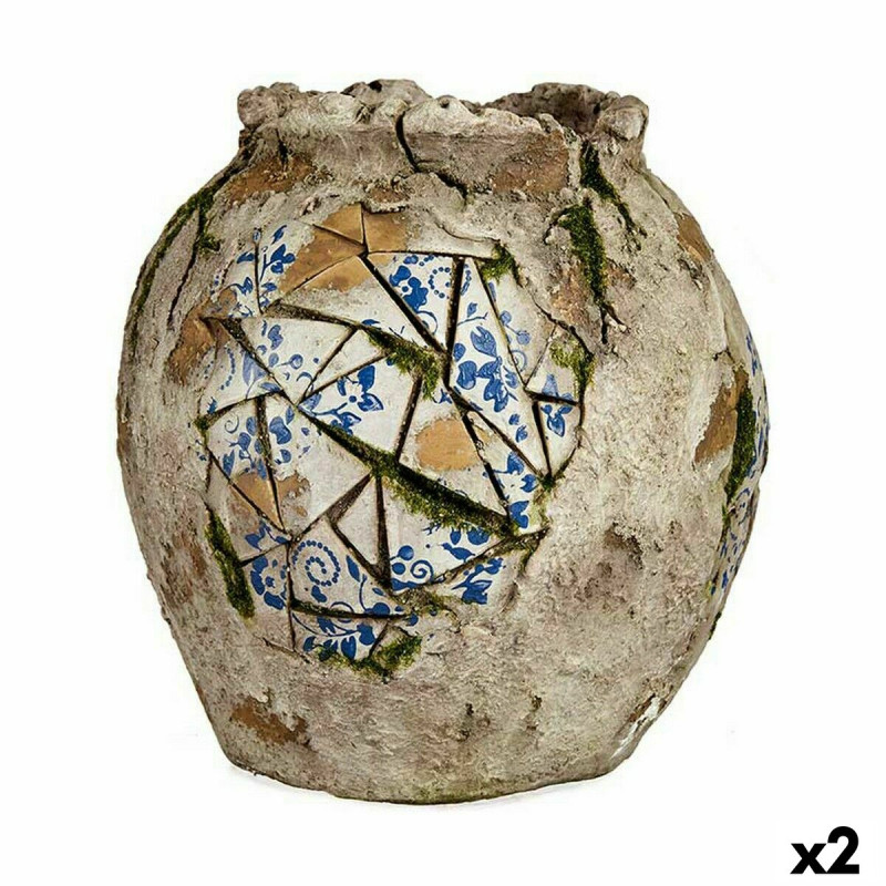 Figura Decorativa para Jardín Jarrón Poliresina 27 x 27 x 27 cm (2 U Figura Decorativa para Jardín Jarrón Poliresina 27 x 27 x 27 cm (2 U