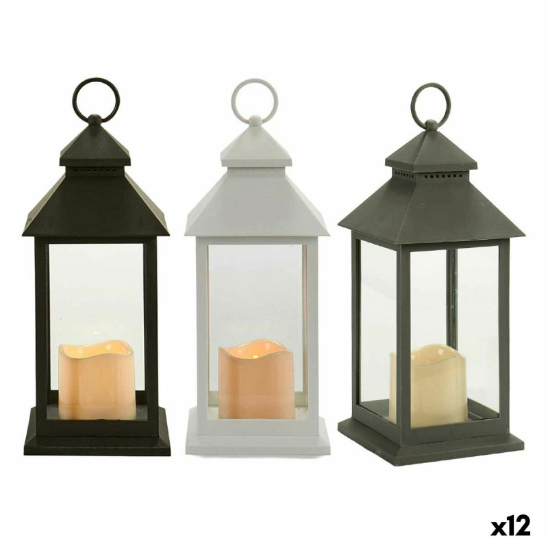 Farol LED Blanco Negro Cristal Plástico 13,5 x 34,5 x 13,5 cm (12 Uni Farol LED Blanco Negro Cristal Plástico 13,5 x 34,5 x 13,5 cm (12 Uni
