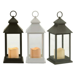 Farol LED Blanco Negro Cristal Plástico 13,5 x 34,5 x 13,5 cm (12 Uni