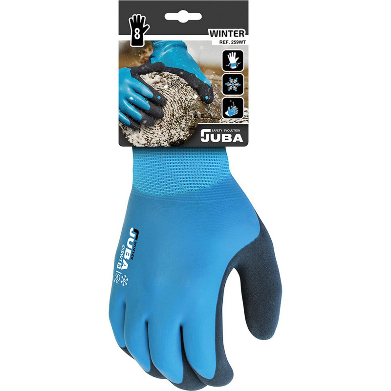 Guantes de Trabajo JUBA Poliéster Nailon Nitrilo Frío Azul