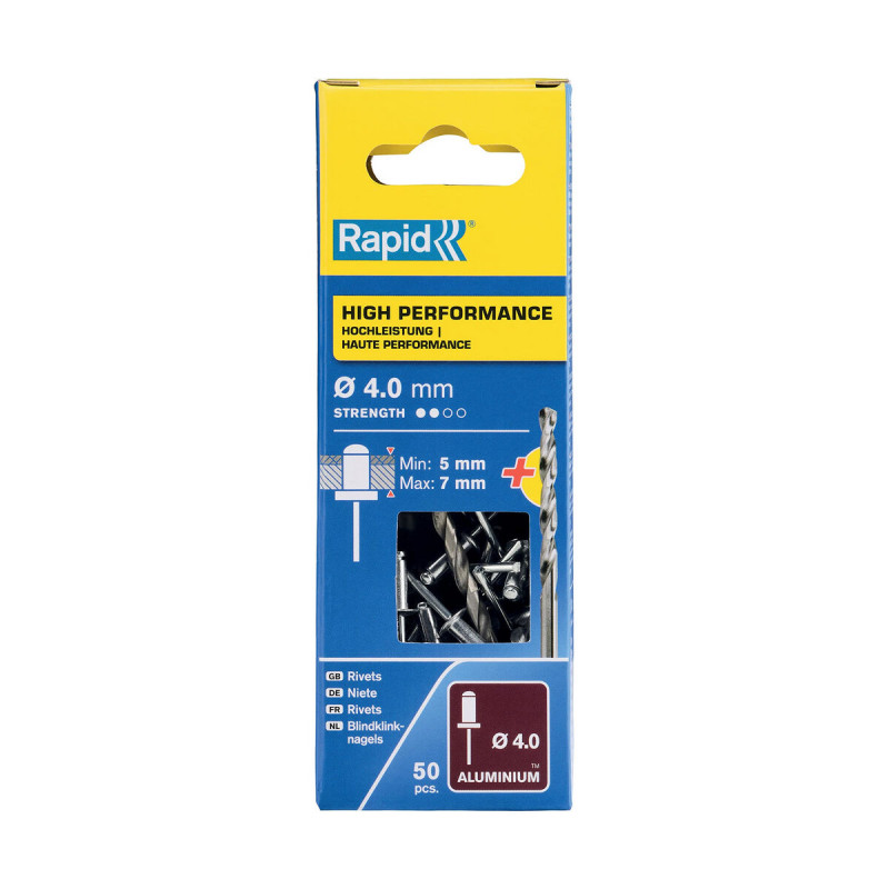 Remaches Rapid 5001459 Broca Ø 4 x 10 mm Aluminio (50 Unidades) Remaches Rapid 5001459 Broca Ø 4 x 10 mm Aluminio (50 Unidades)