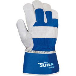 Guantes de Trabajo JUBA Piel de vaca Piel de serraje Azul Lona