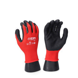 Guantes de Trabajo EDM Táctil Nitrilo Industriales Rojo Licra
