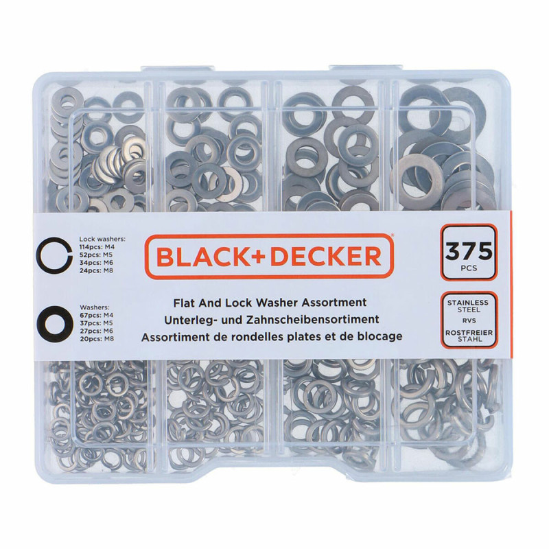 Arandelas Black & Decker Plana De seguridad 375 Piezas Arandelas Black & Decker Plana De seguridad 375 Piezas