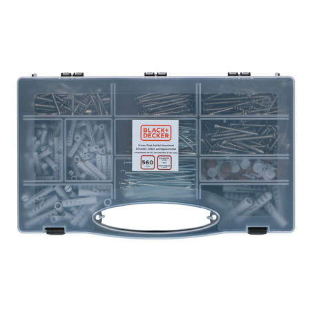Set de tornillos, tacos y clavos Black & Decker 560 Piezas