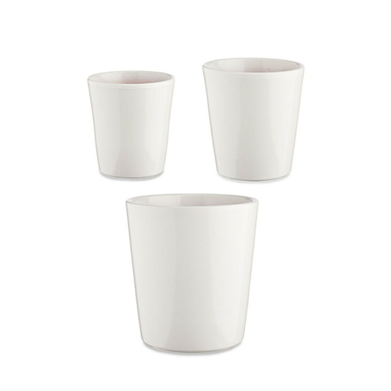 Set de Macetas Ø 14 cm Ø 22 cm Ø 17 cm Cónica 3 Piezas Blanco Set de Macetas Ø 14 cm Ø 22 cm Ø 17 cm Cónica 3 Piezas Blanco